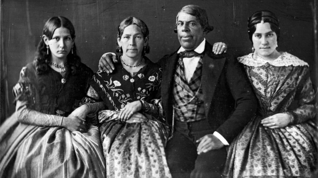 Pio Pico pictured with his niece Feliciana and her daughters